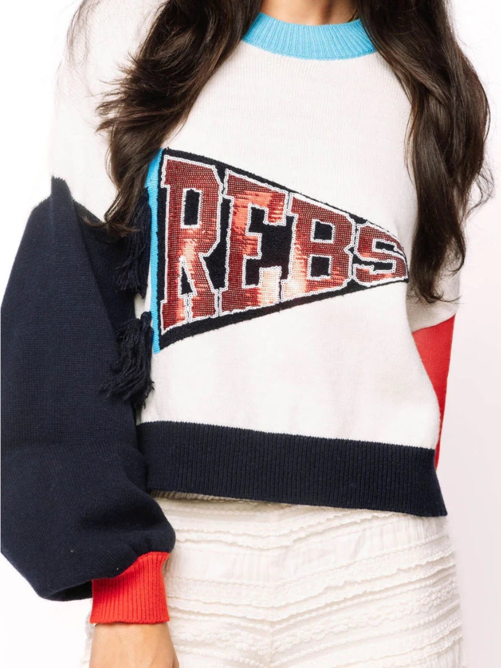 NWT (S) QOS Queen of Sparkles Licensed Ole Miss Pennant Sweater